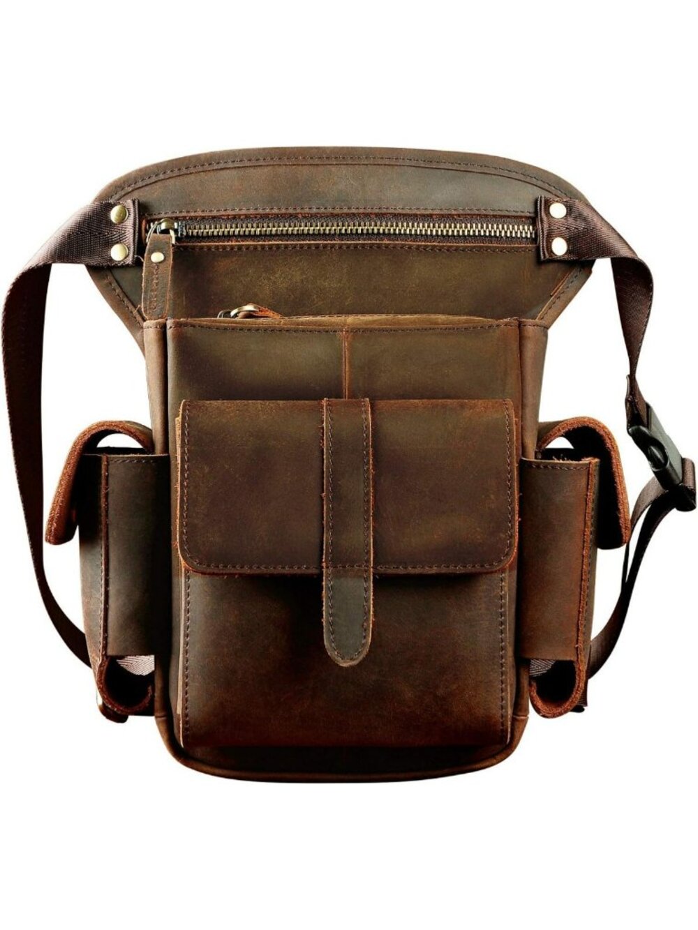 Genuine Leather Men's Cycling Waist Pack | Hip Bum Bag for Biking & Travel